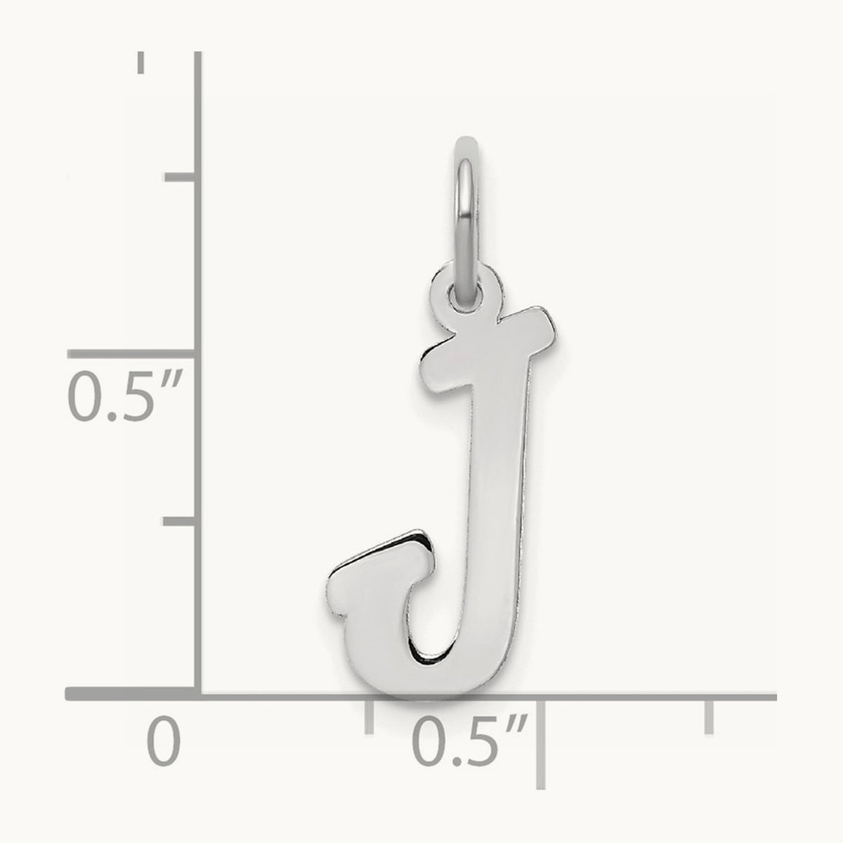 Medium Script Initial Charm — 14K White Gold, J
