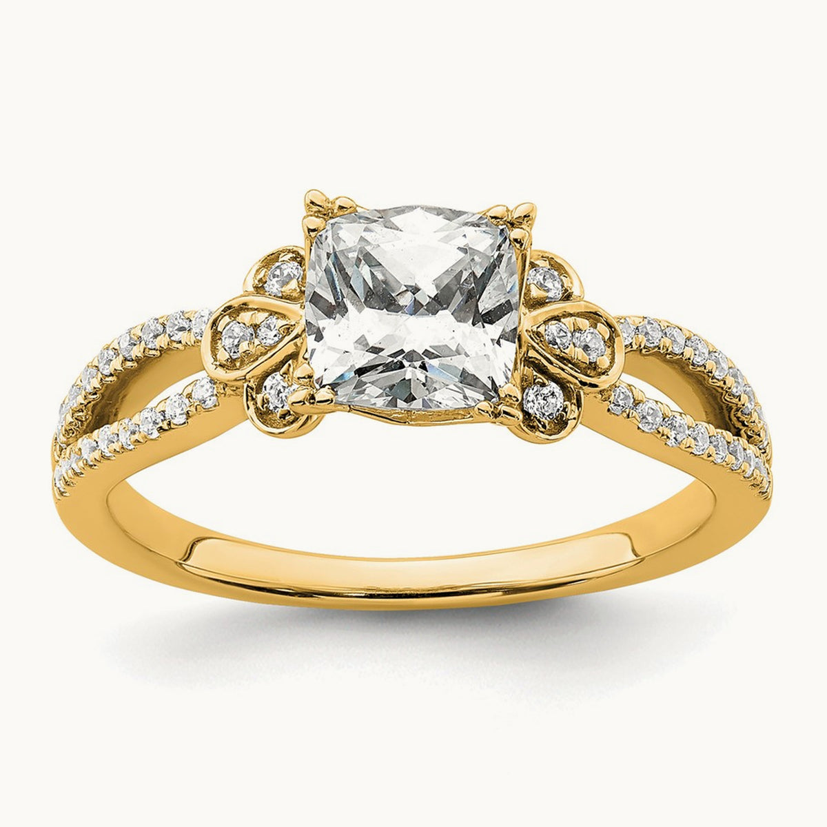 Cushion Split Shank Semi-Mount Engagement Ring — 1 ct, 7