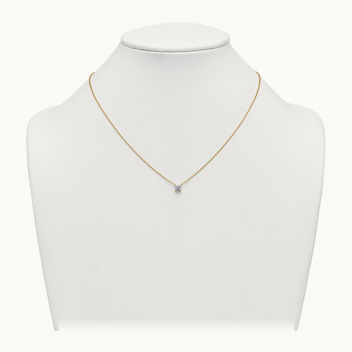 Princess Pendant Necklace, 0.25-4.00 ct tw Lab-Grown Diamond — 1/2 ct, VS/SI (Great), 14K Yellow Gold