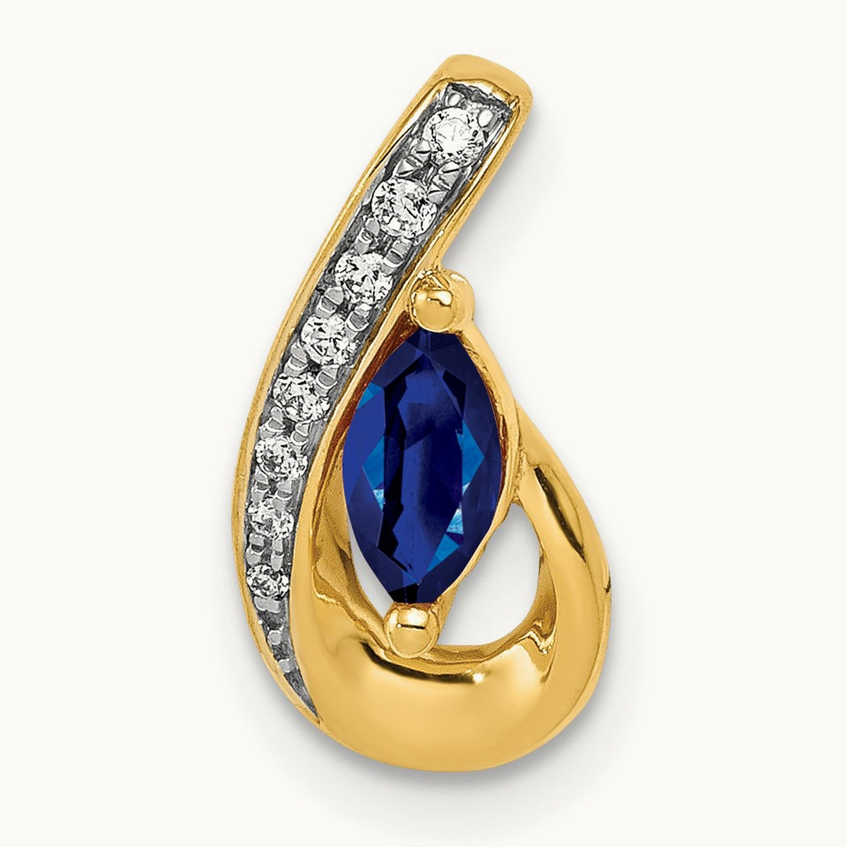 Diamond and .28 Sapphire Teardrop Slide, 14K
