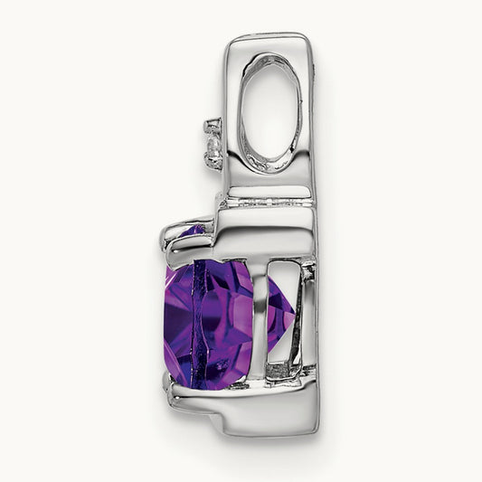 Amethyst and Diamond Pendant — 14K White Gold