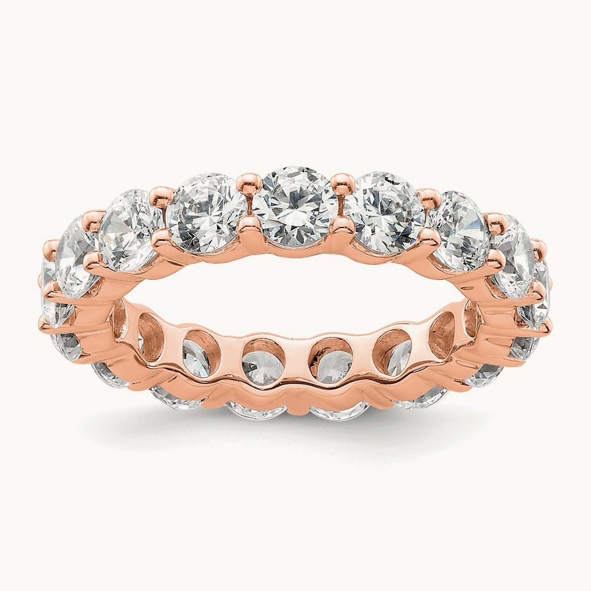 Polished Shared Prong Diamond Eternity Band, 3.00 ct tw — 14K Rose Gold