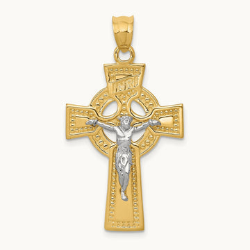 INRI Celtic Crucifix Pendant, 14K Two-tone