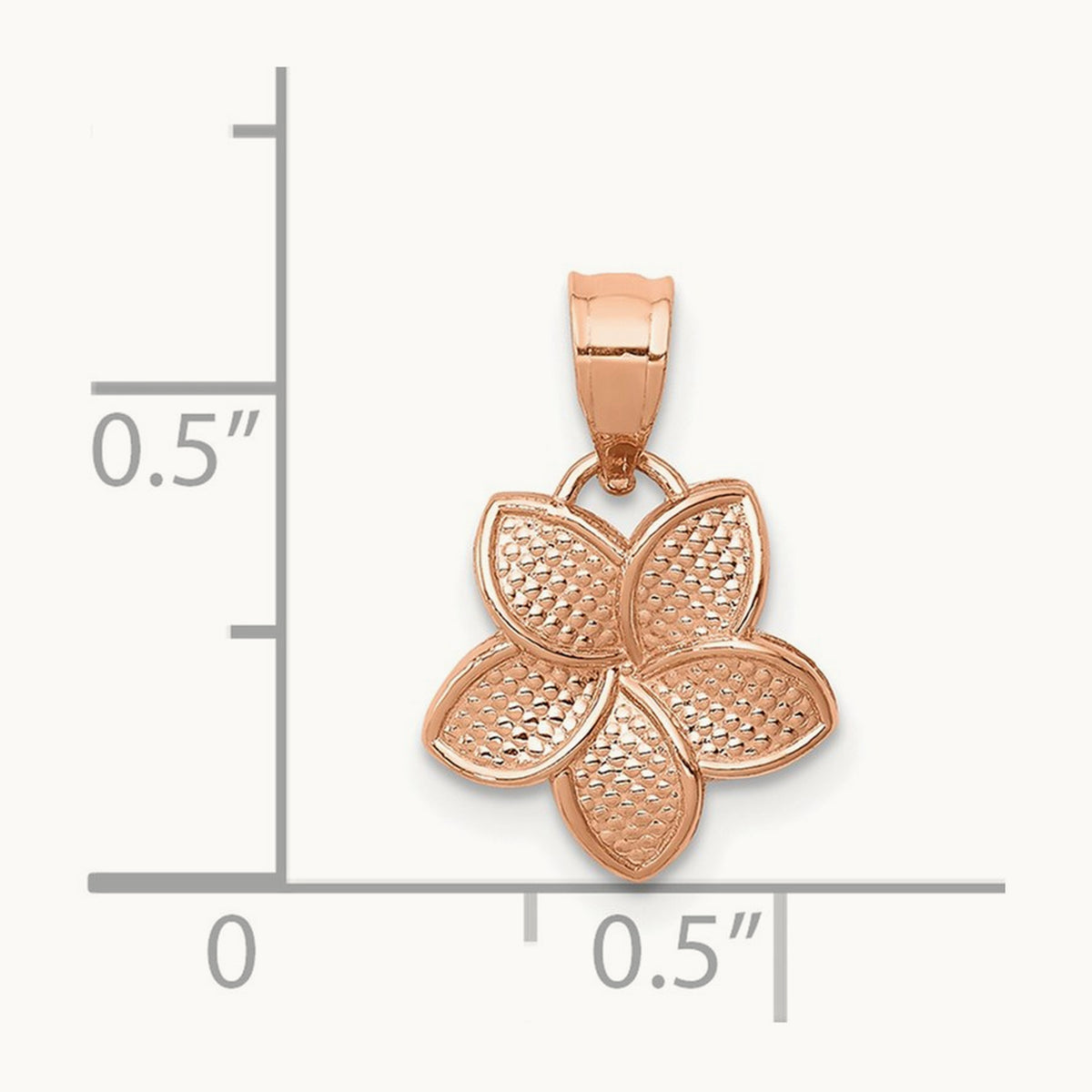 Polished Mini Plumeria Pendant — 14K Rose Gold