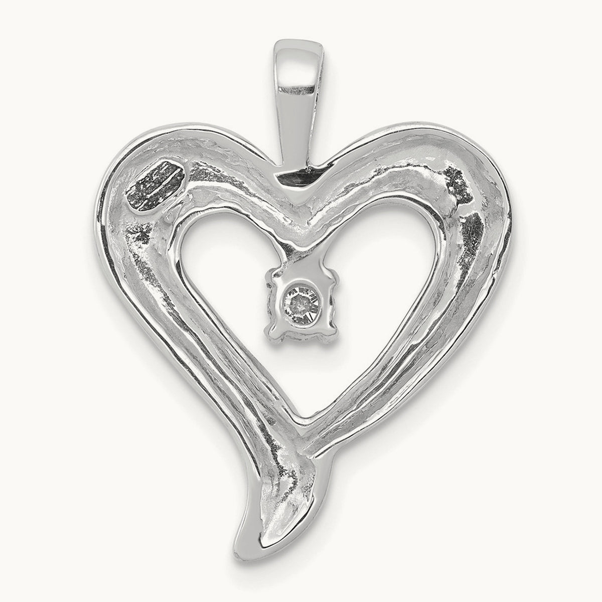 AA Diamond Heart Pendant, 14K White Gold