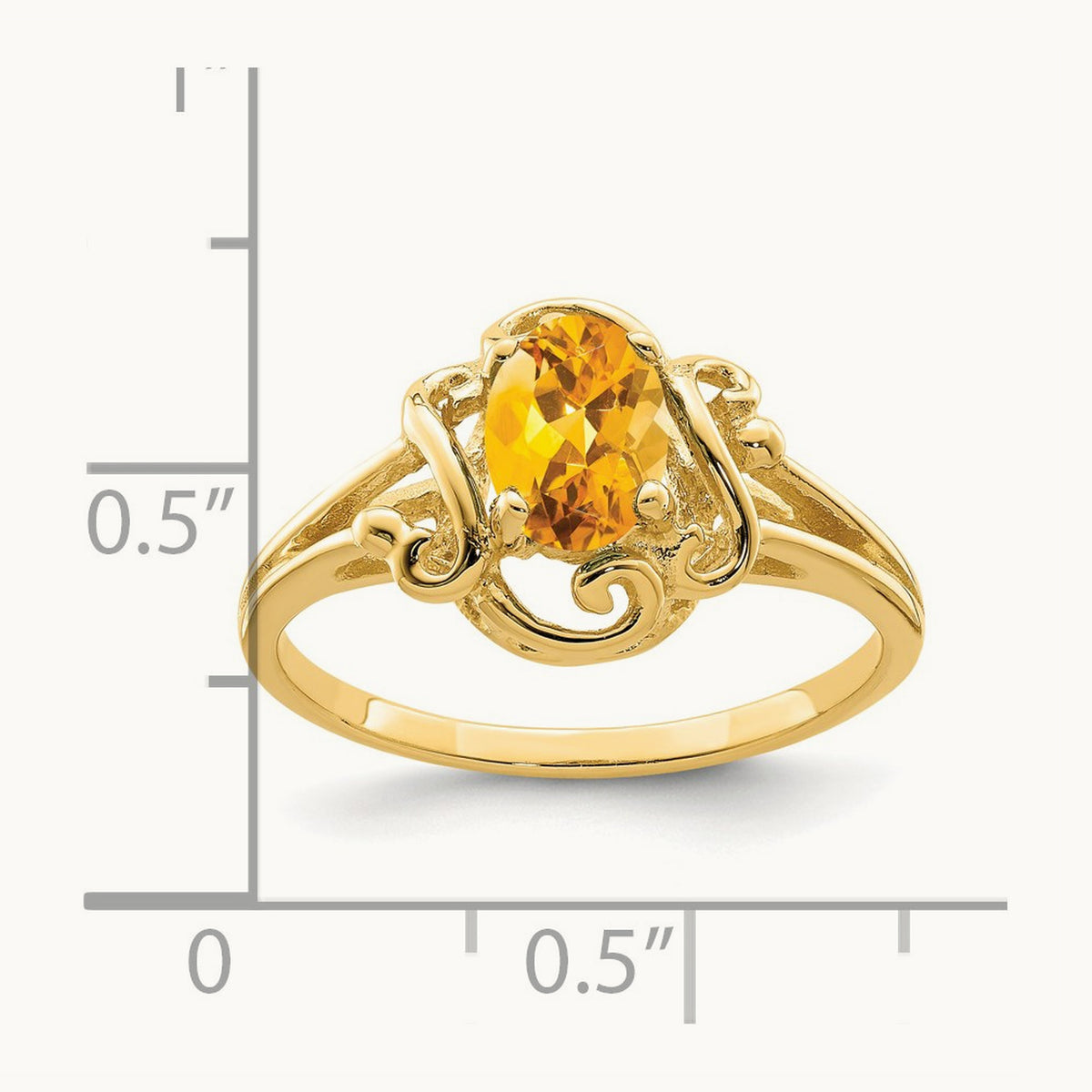 7x5mm Oval Citrine ring, 14K