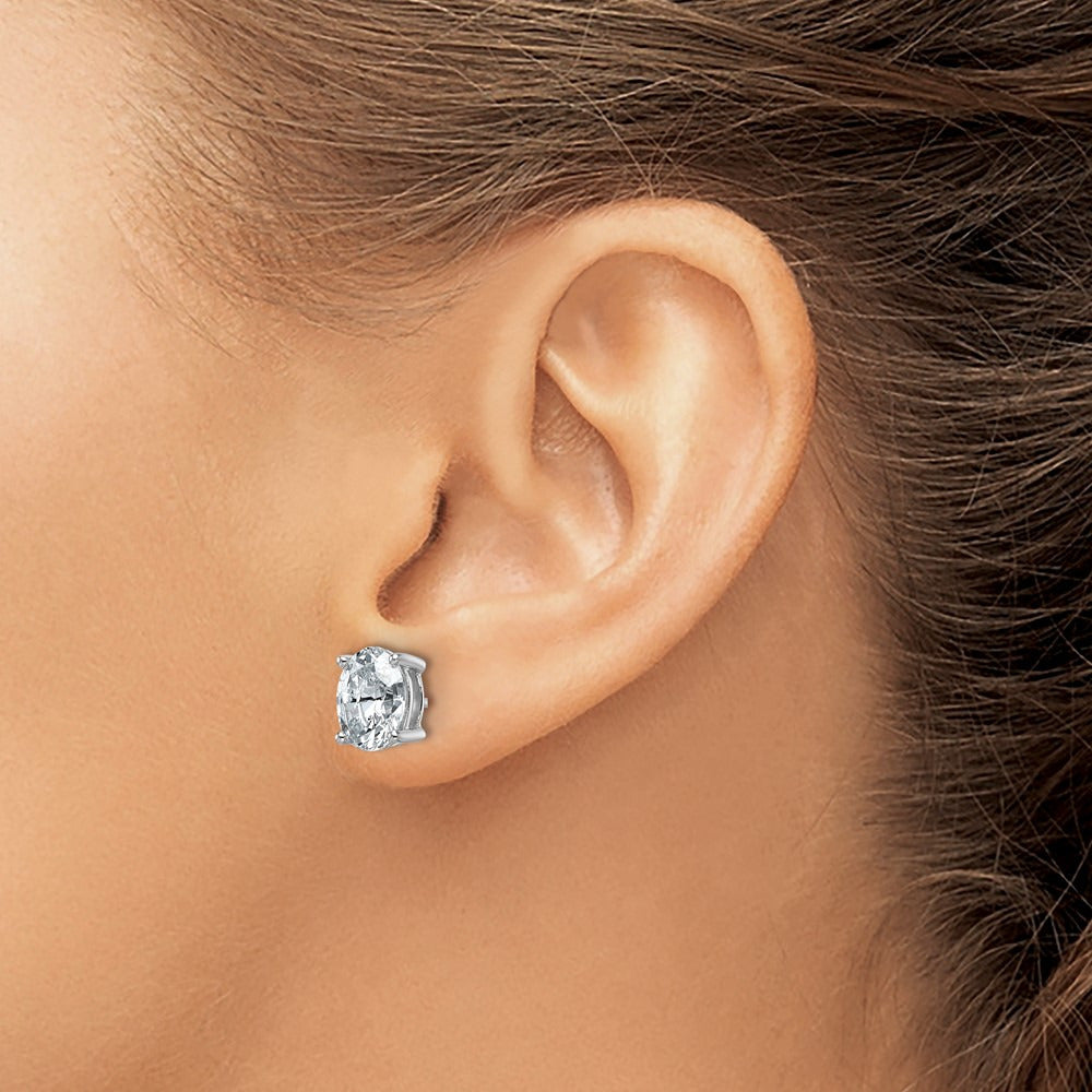 Oval Four-Prong Stud Earrings, 0.50-6.00 ct tw Lab-Grown Diamond — 3 ct, 14K White Gold