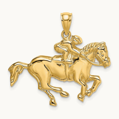 Jockey on Horse Charm, 14K