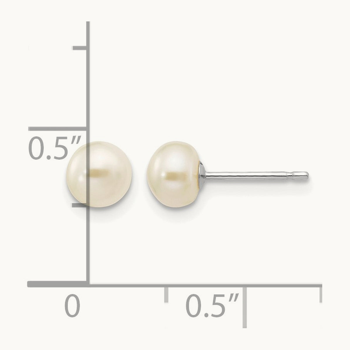 Button Freshwater Cultured Pearl Stud Post Earrings — 14K White Gold