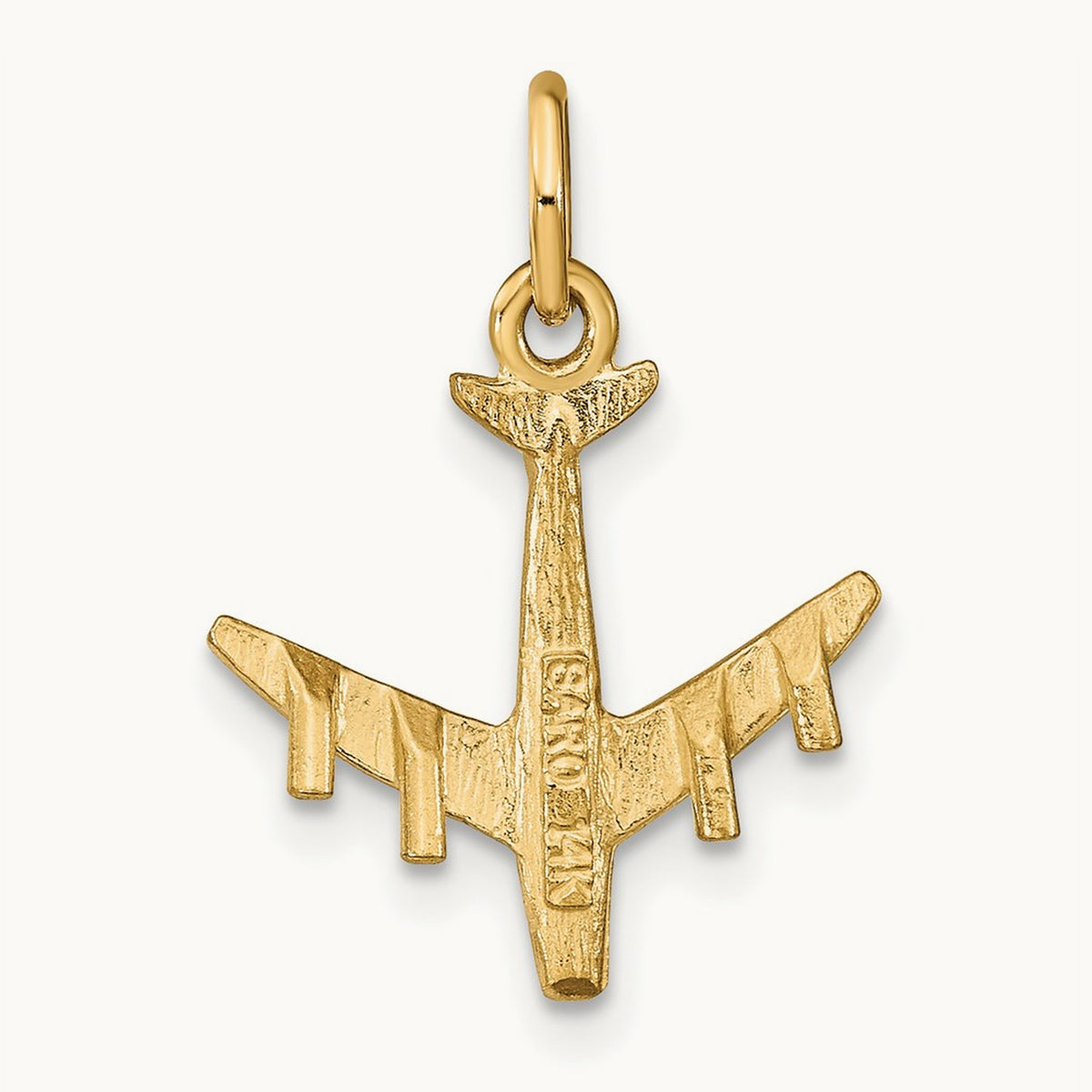 3-D Airplane Charm — 14K Yellow Gold