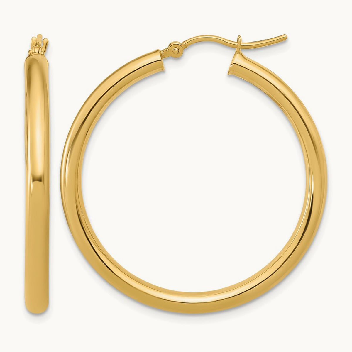 Polished Hoop Earrings, 14K — Leslie's