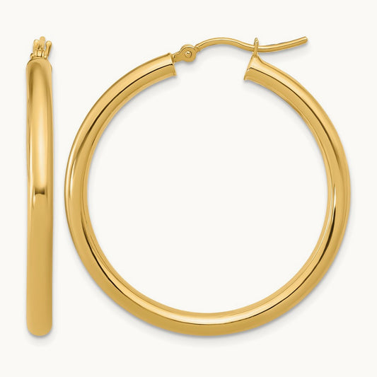 Polished Hoop Earrings, 14K — Leslie's