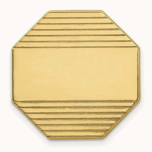 Men's Octagonal Grooved Tie Tac, 14K