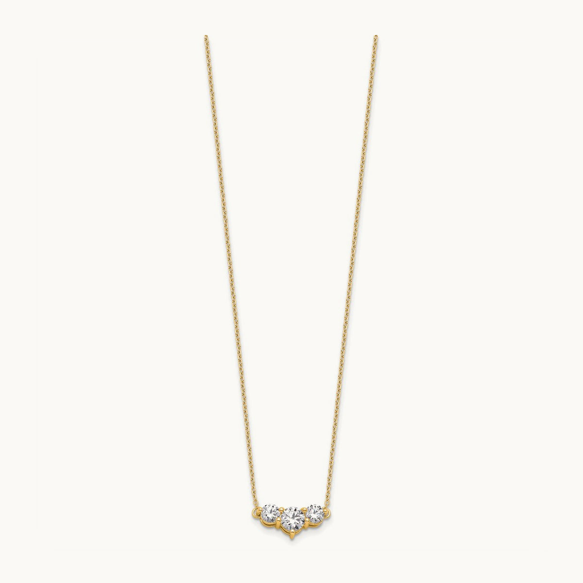 3 Stone Necklace, 0.75-1.50 ct tw Lab-Grown Diamond — 1 1/2 ct, 14K Yellow Gold