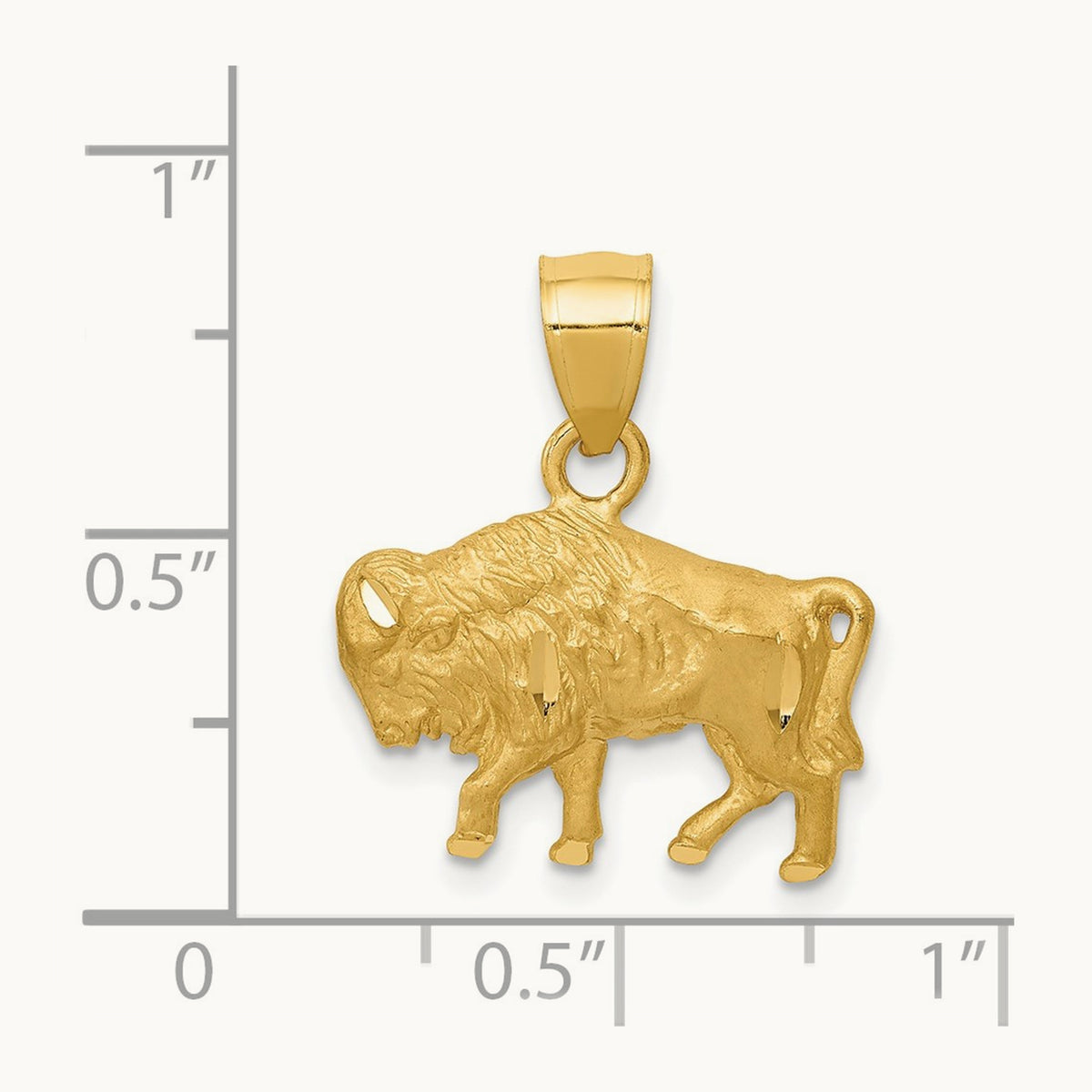 Diamond-cut Buffalo Pendant, 14K