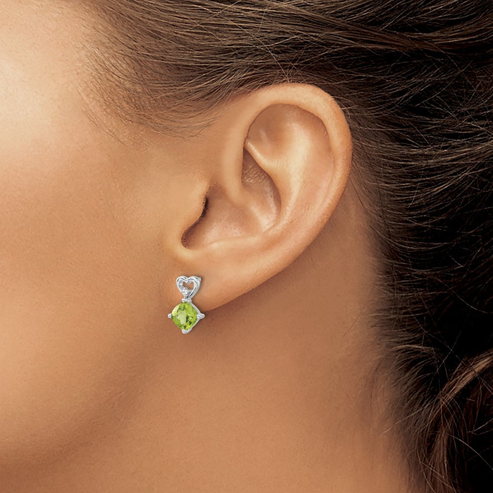 Peridot and Diamond Heart Earrings — photo set