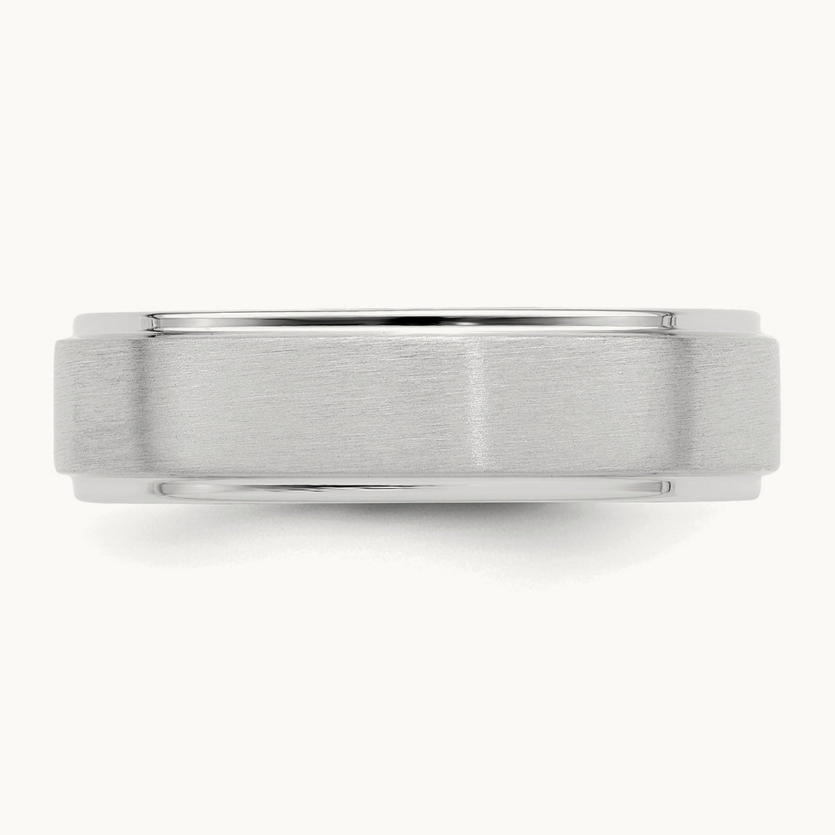Standard Comfort Fit Brush Satin Fancy Band, 14K White Gold