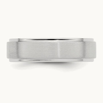 Standard Comfort Fit Brush Satin Fancy Band, 14K White Gold