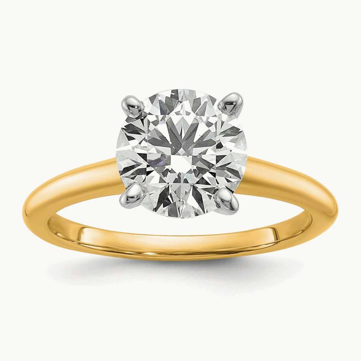 Round Solitaire Engagement Ring, 0.25-5.00 ct tw Lab-Grown Diamond — 2 ct, 14K Two-Tone