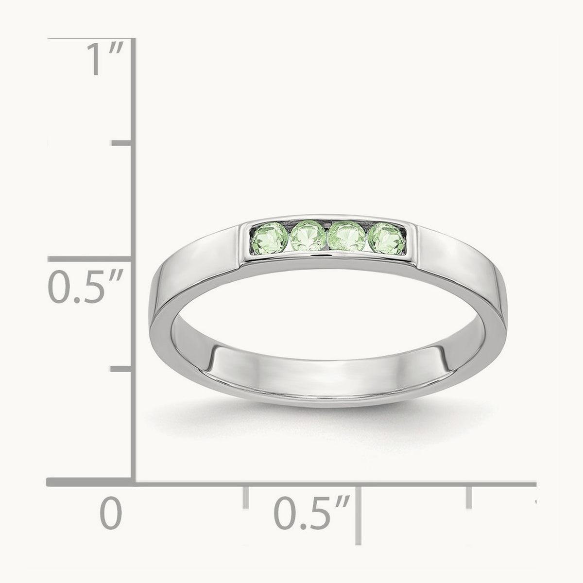4-stone Peridot Band, 14K White Gold