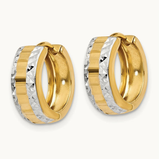 & Rhodium Hinged Hoop Earrings, 14K