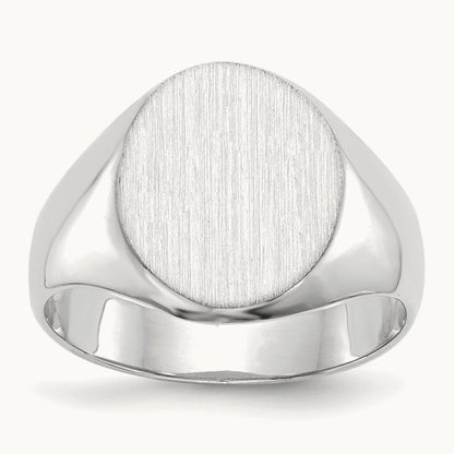 11.0x13. Closed Back Signet Ring, 0mm, 14K White Gold