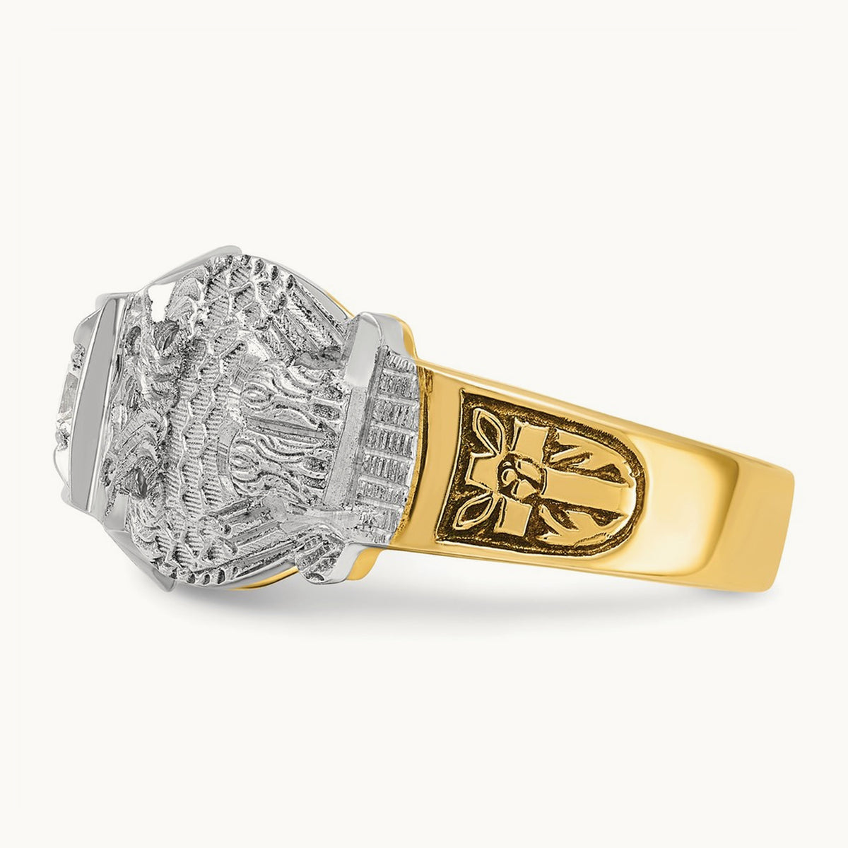 14ktt IBGoodman Men's Enamel & Diamond Eagle Masonic Shriner's Ring