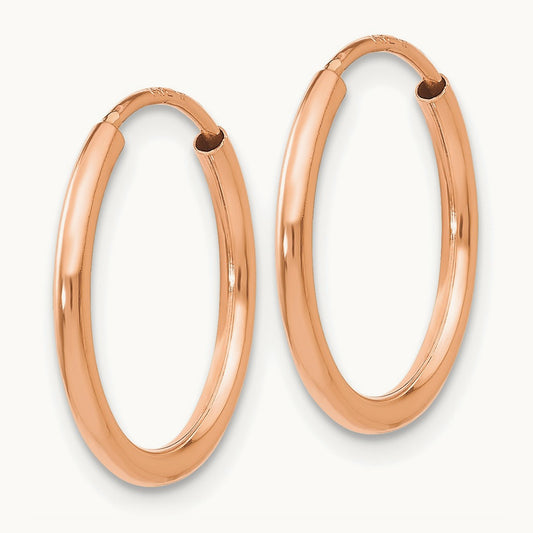 Polished Endless Tube Hoop Earrings, 1.50mm, 14K Rose Gold
