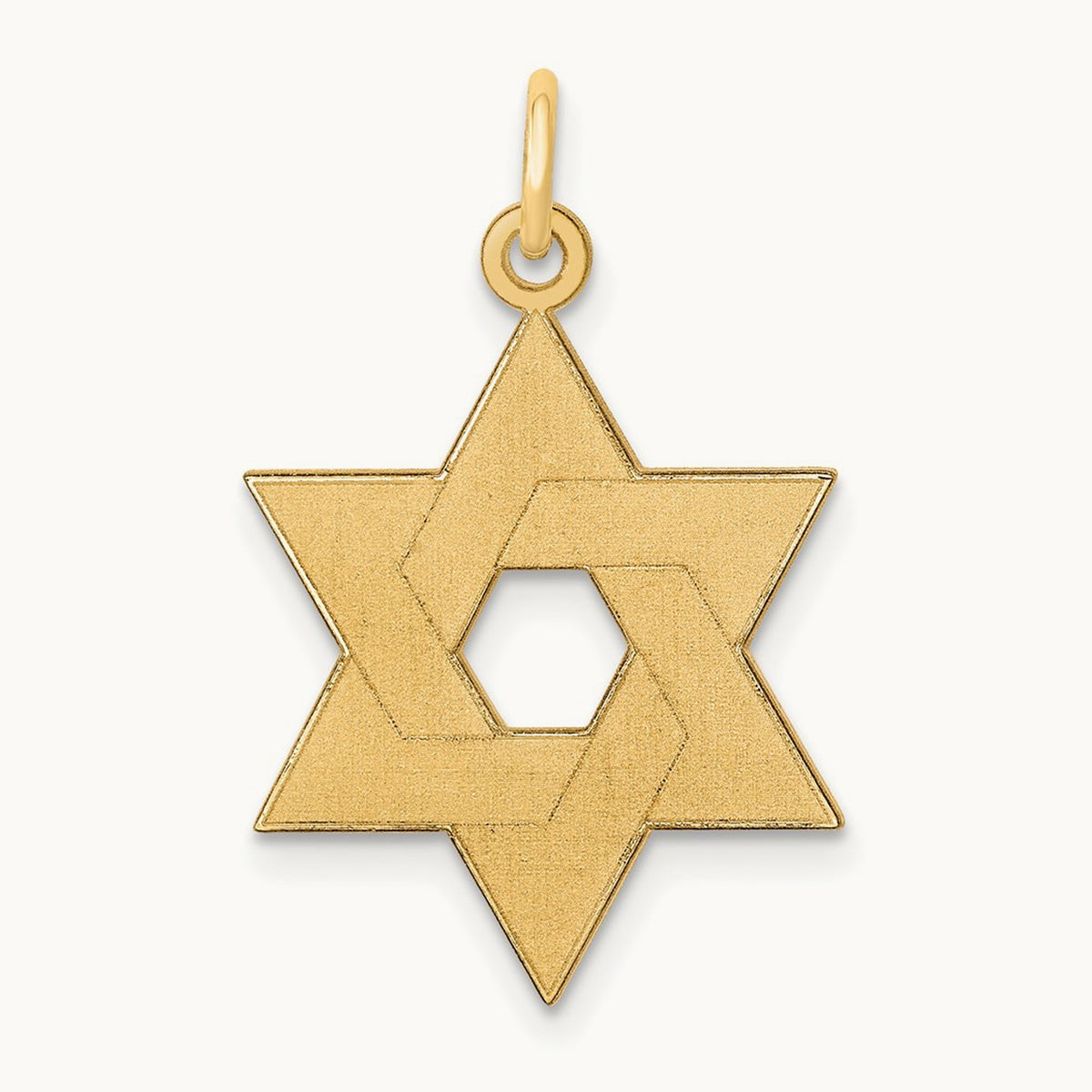 Laser Designed Star of David Pendant — 14K Yellow Gold, 26mm