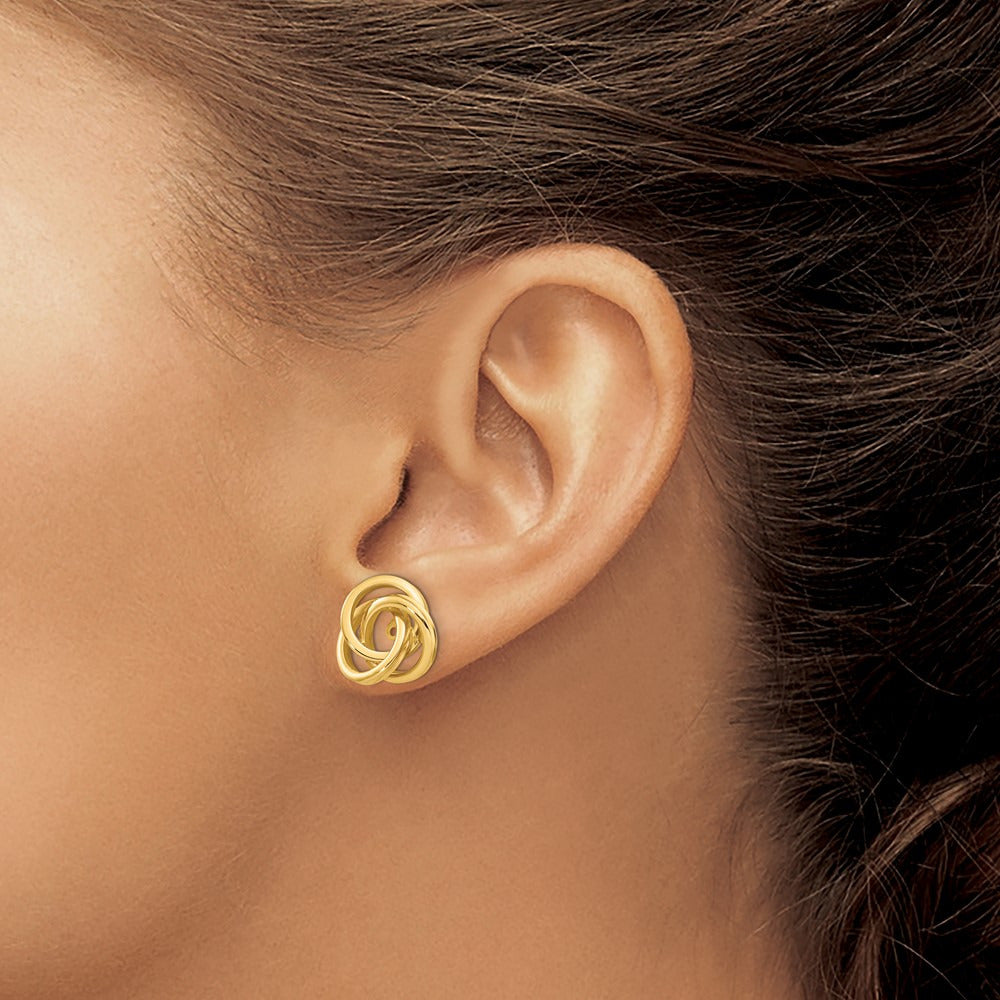 Polished Love Knot Earring Jackets — 14K Yellow Gold, 15mm
