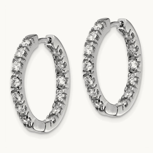 AA Diamond Hinged Hoop Earrings, 14K White Gold
