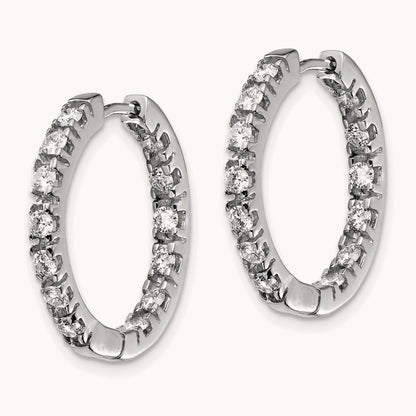 VS Diamond Hinged Hoop Earrings, 14K White Gold