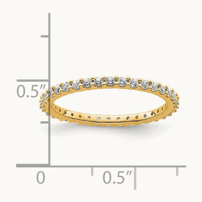 Polished Shared Prong Diamond Eternity Band, 0.50 ct tw, 14K Gold — 14K Yellow Gold