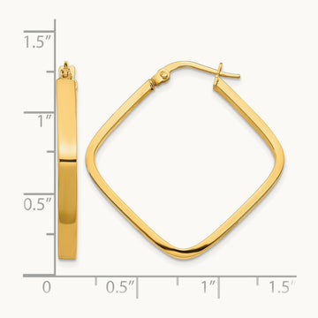 2x2mm Square Hoop Earrings, 14K