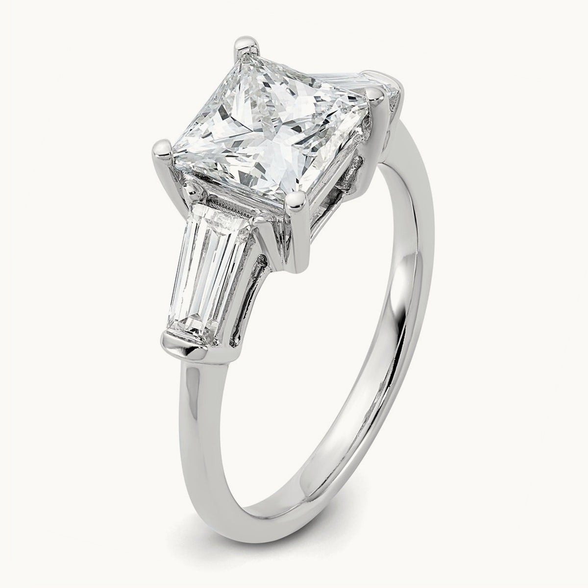 Princess & Baguette Engagement Ring, 1.50-3.75 ct tw Lab-Grown Diamond — 2 5/8 ct, 14K White Gold