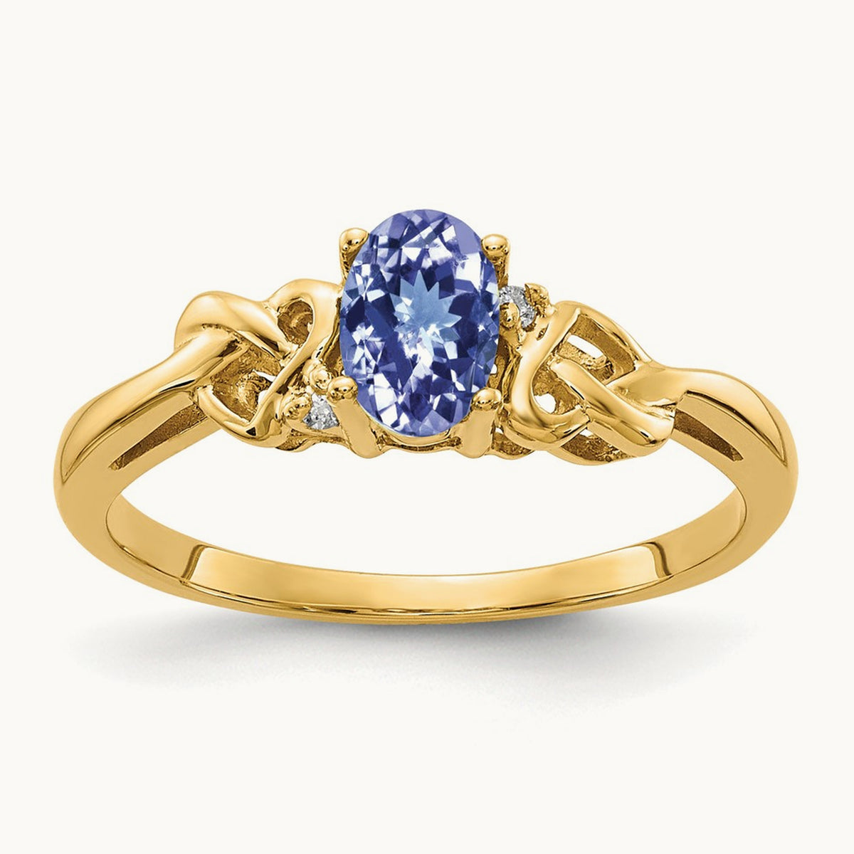 6x4mm Oval Tanzanite A Diamond ring, 14K