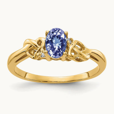 6x4mm Oval Tanzanite AA Diamond ring, 14K