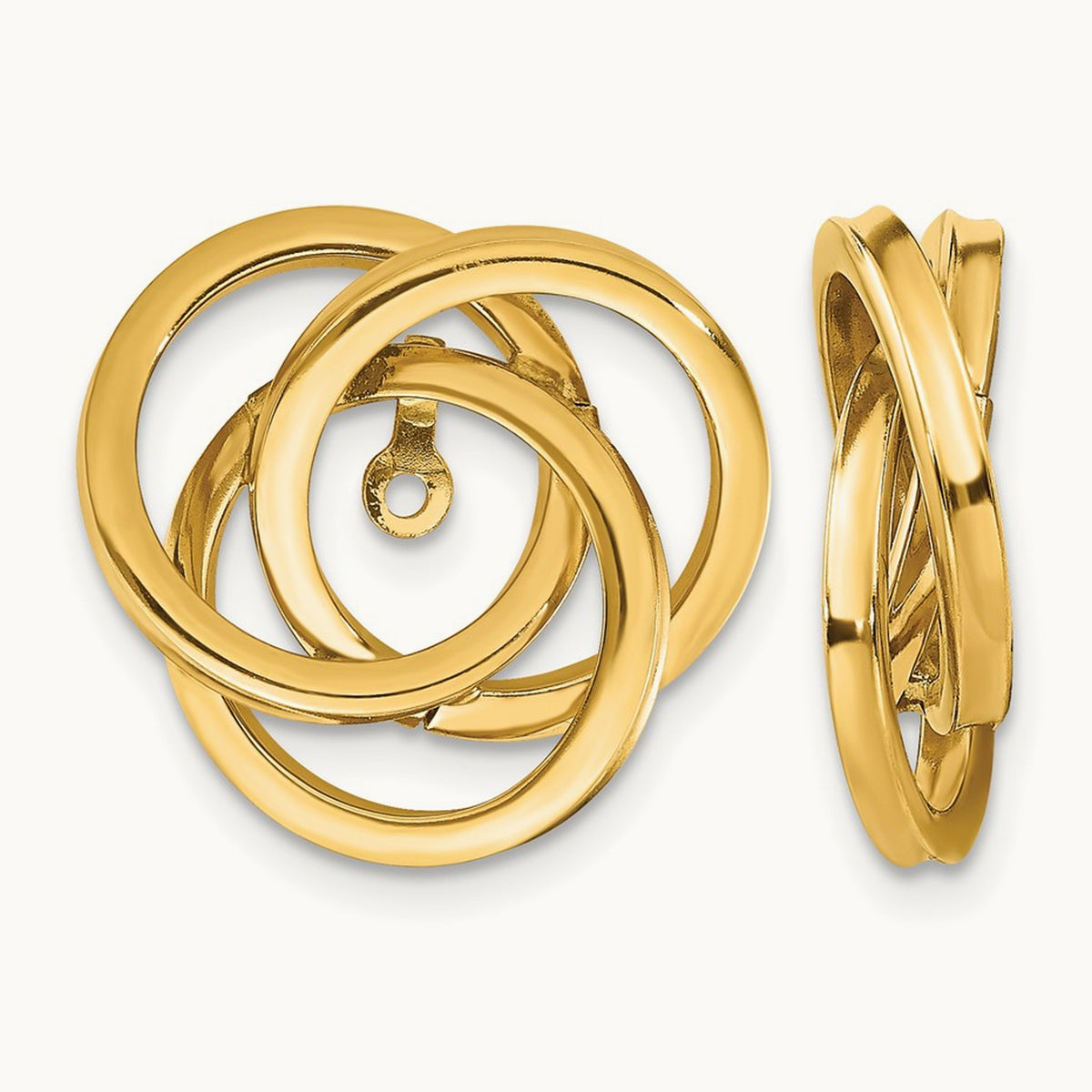 Polished Love Knot Earring Jackets — 14K Yellow Gold, 18mm