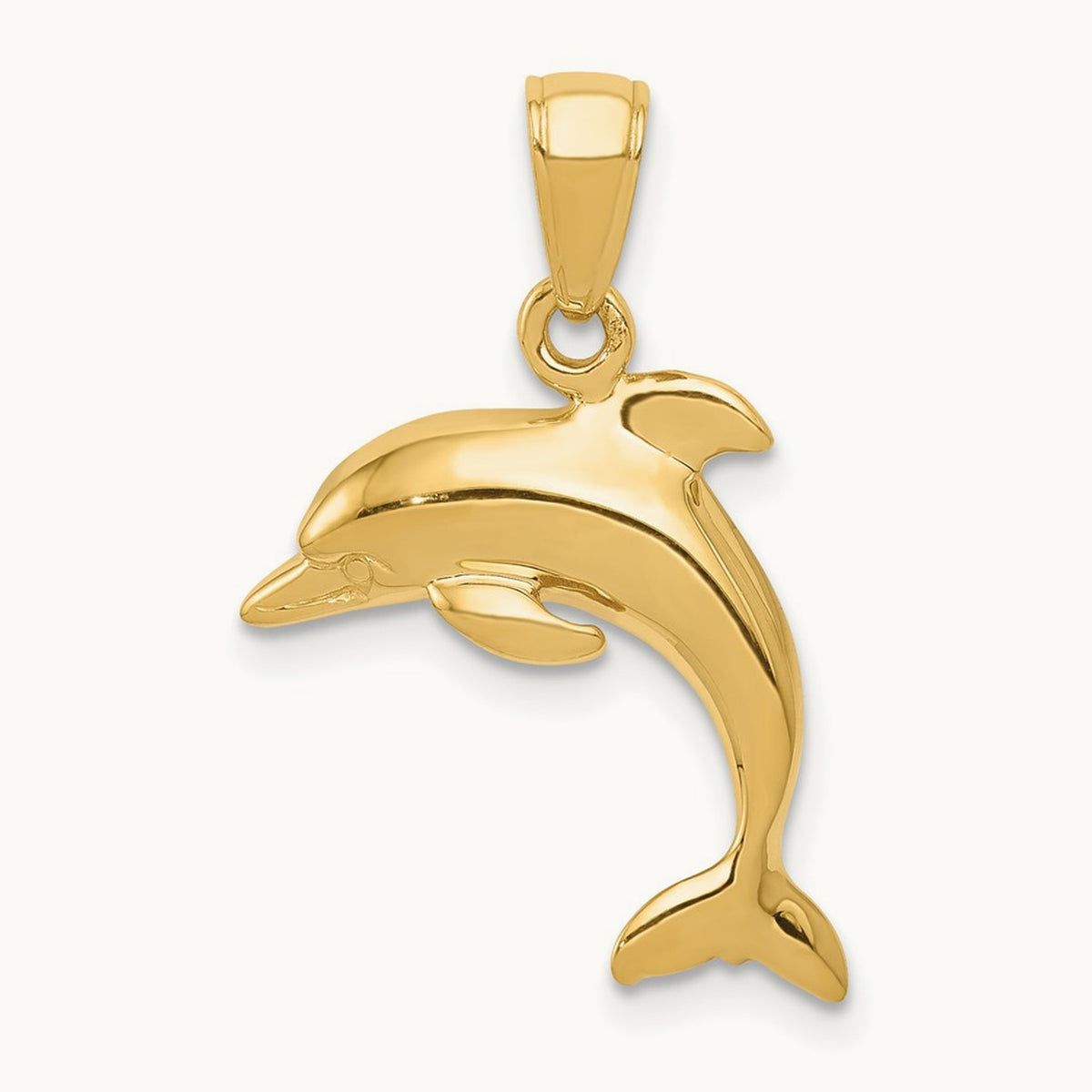 Jumping Dolphin Pendant — 14K Yellow Gold, 24mm