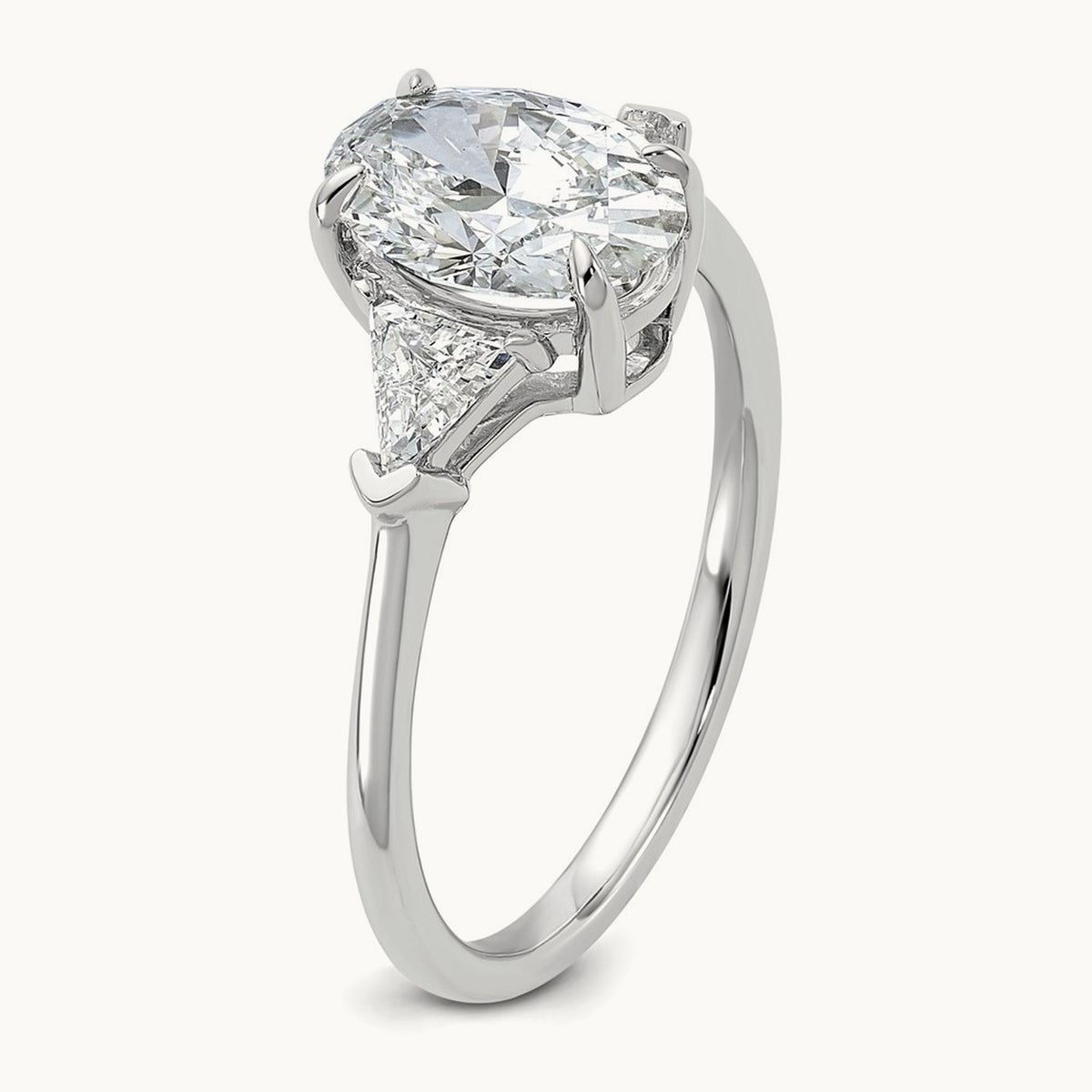Oval & Trillion 3 Stone Engagement Ring, 1.50-4.00 ct tw Lab-Grown Diamond — 2 ct, 14K White Gold