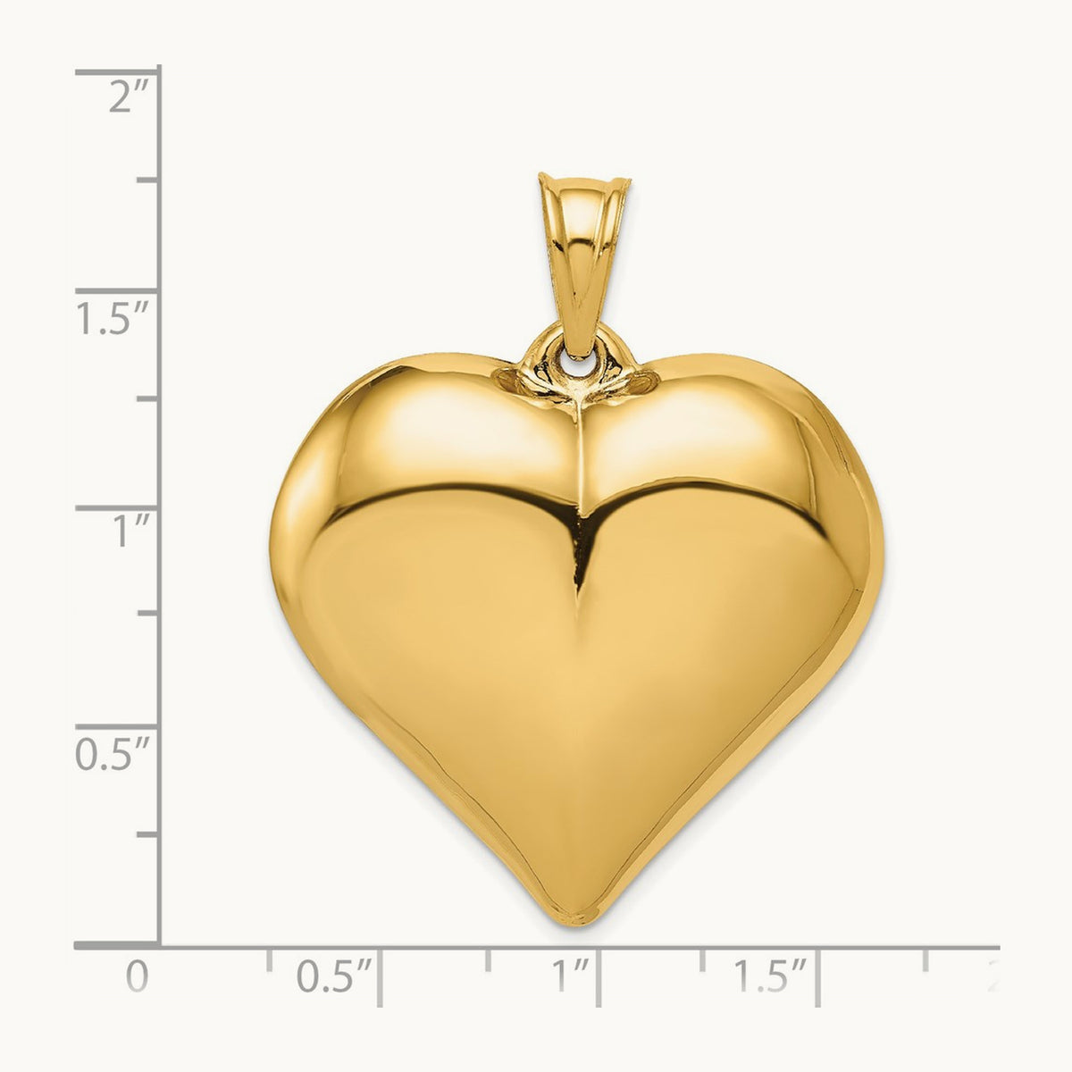 Polished 3-D Large Puffed Heart Pendant, 14K