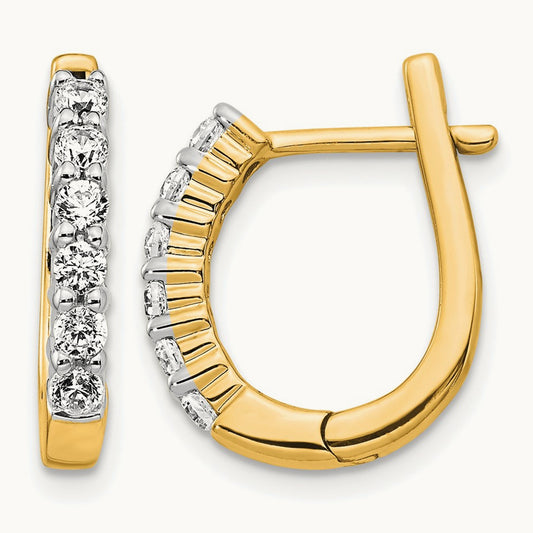 Hinged Hoop Earrings, 0.50-0.75 ct tw Lab-Grown Diamond — 1/2 ct, 14K Yellow Gold