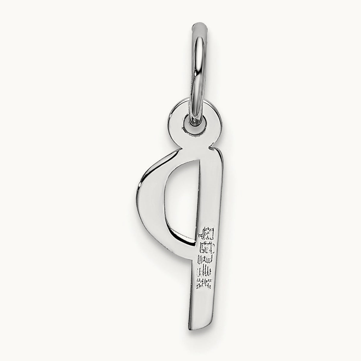 Small Slanted Block Initial Charm — 14K White Gold, P
