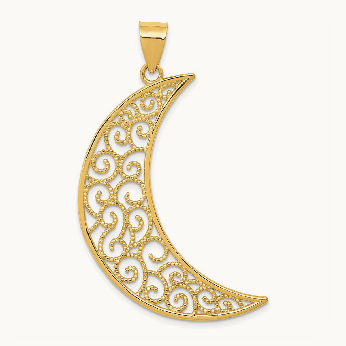 Filigree Moon Pendant, 14K