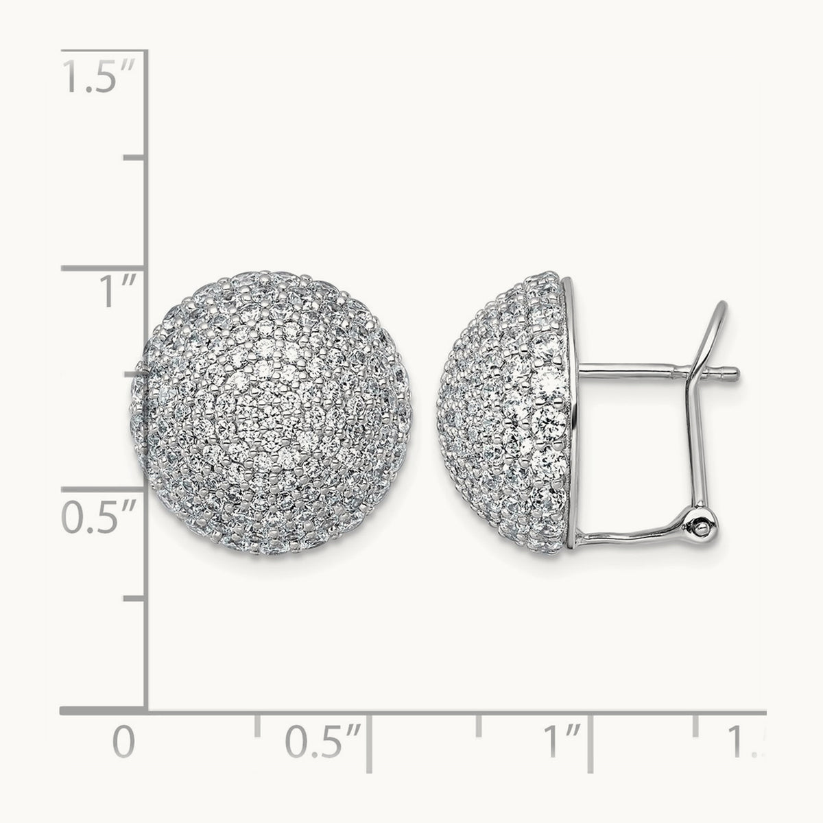 Pave Ball Leverback Post Earrings, 1.50-4.00 ct tw Lab-Grown Diamond — 4 ct, 14K White Gold