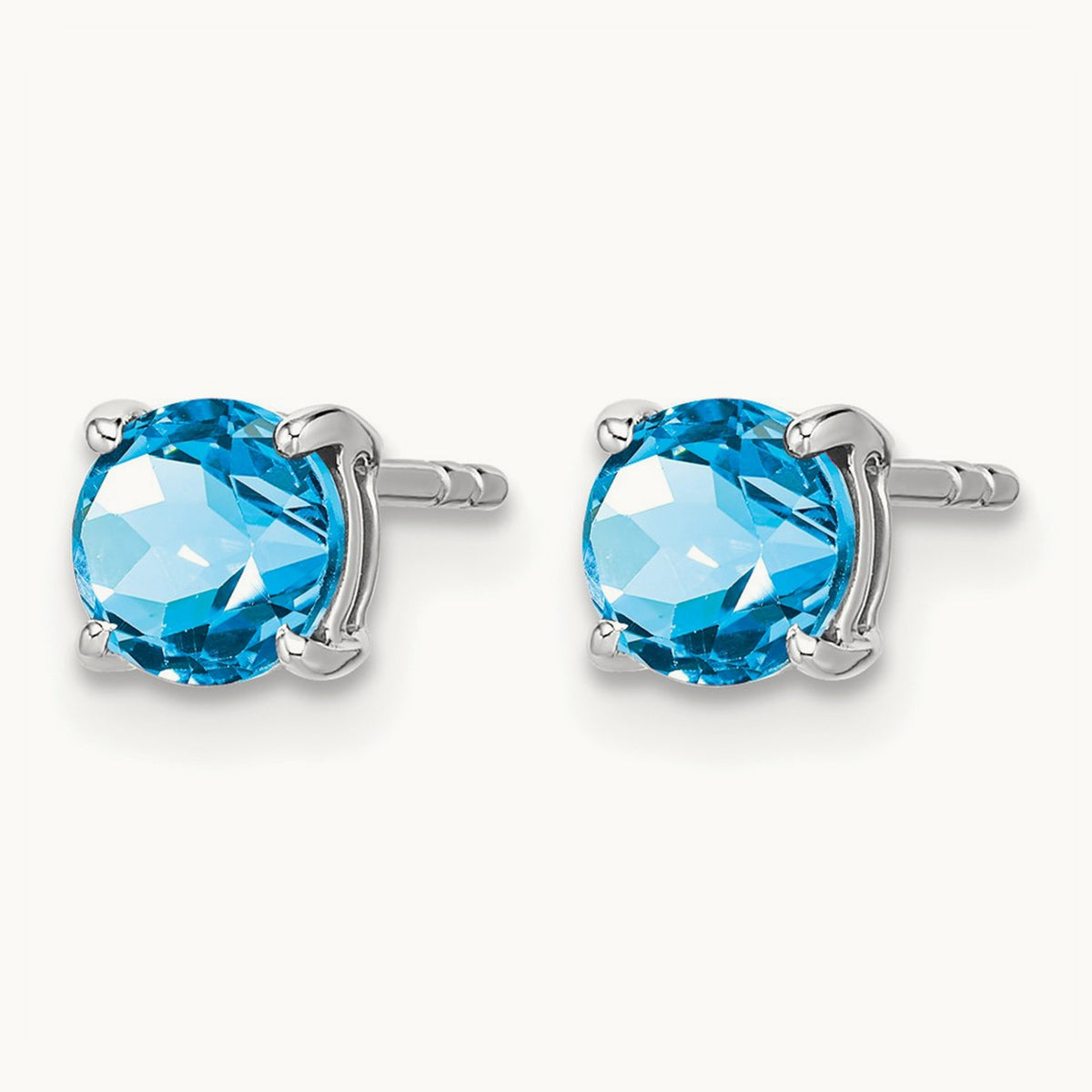 Round Blue Topaz Earrings — 5.2mm