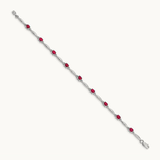 Diamond and Ruby Bracelet, 14K White Gold