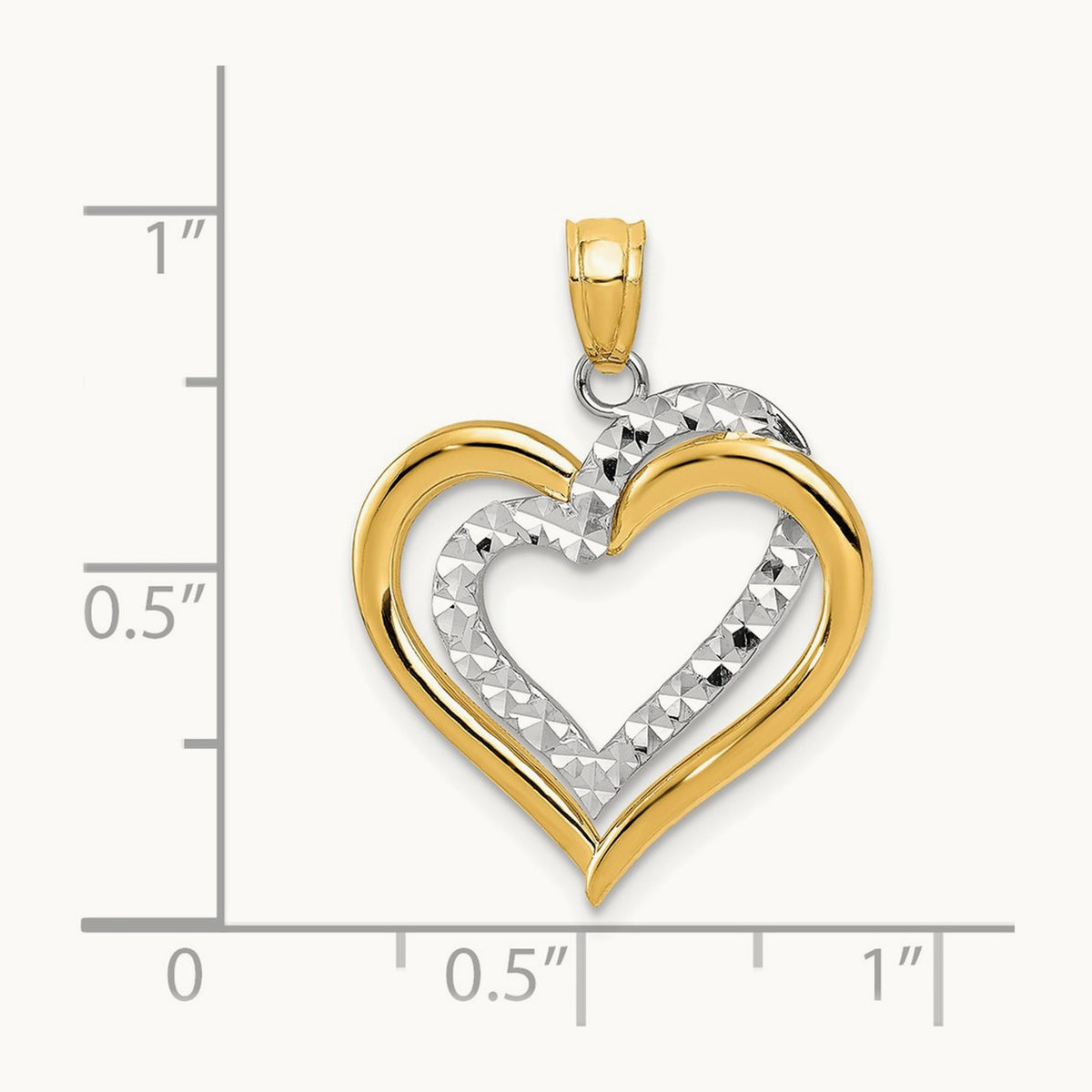 Polished Diamond-cut Intertwined Hearts Pendant, 14K Two-tone