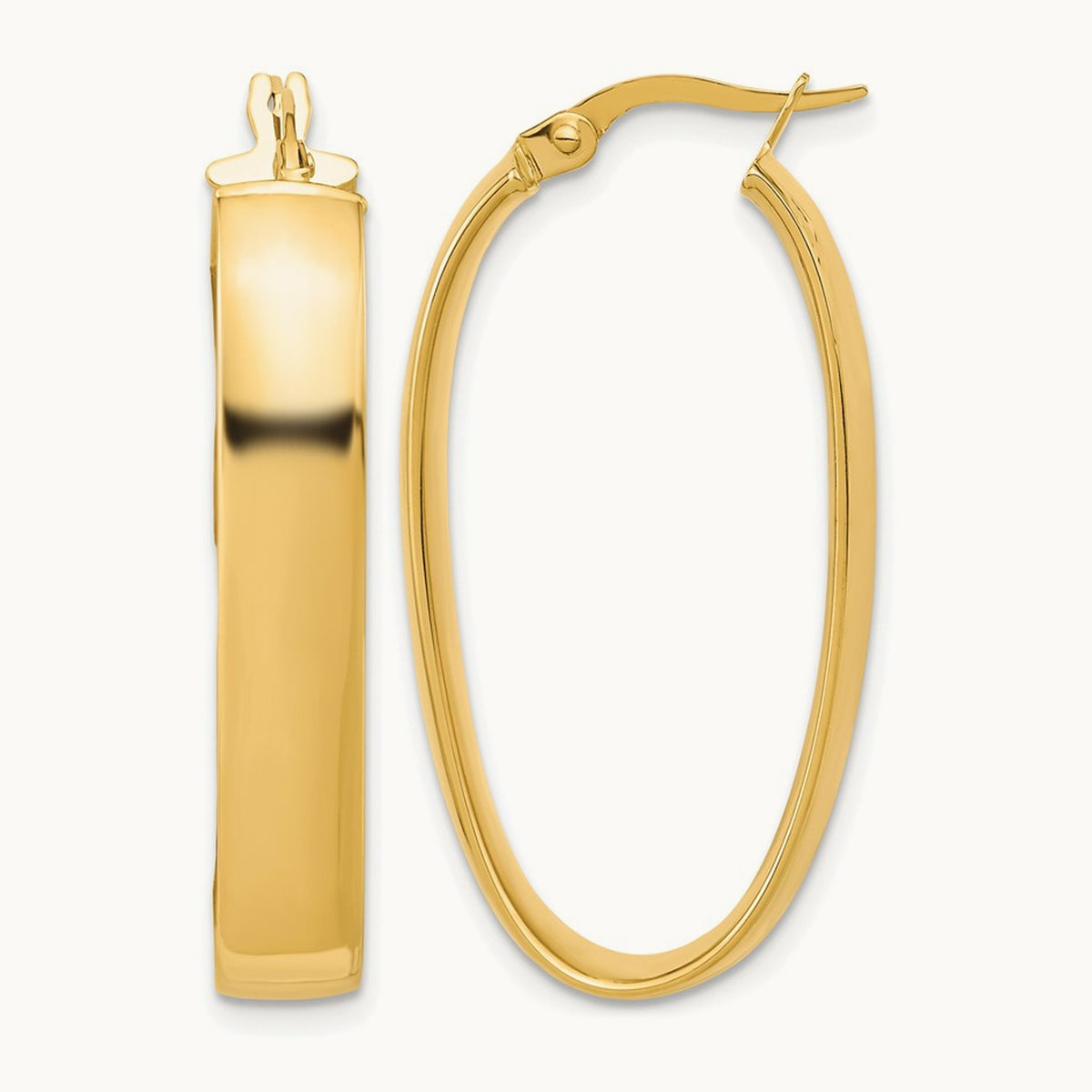 Polished Oval Hoop Earrings, 14K — Leslie's