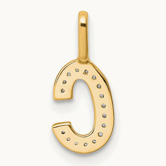 Diamond Letter C Initial Pendant, 14K Yellow Gold